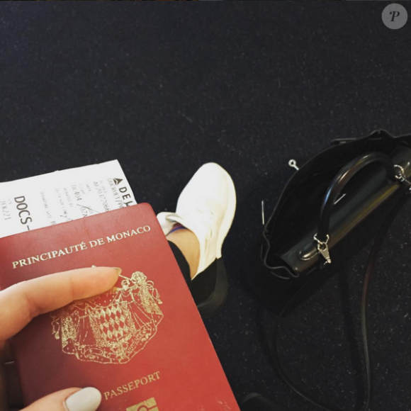 Pauline Ducruet lors de son départ de New York pour le Festival de Coachella, du 15 au 17 avril 2016. Photo Instagram Pauline Ducruet.