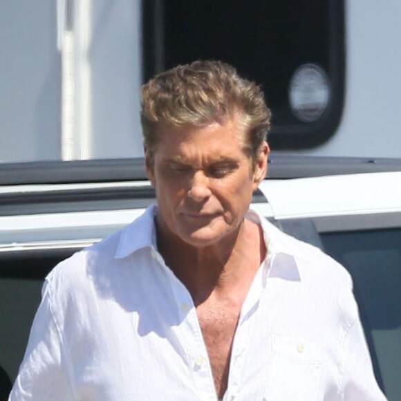 David Hasselhoff sur le tournage du film "Baywatch" à Savannah en Géorgie le 22 mars 2016