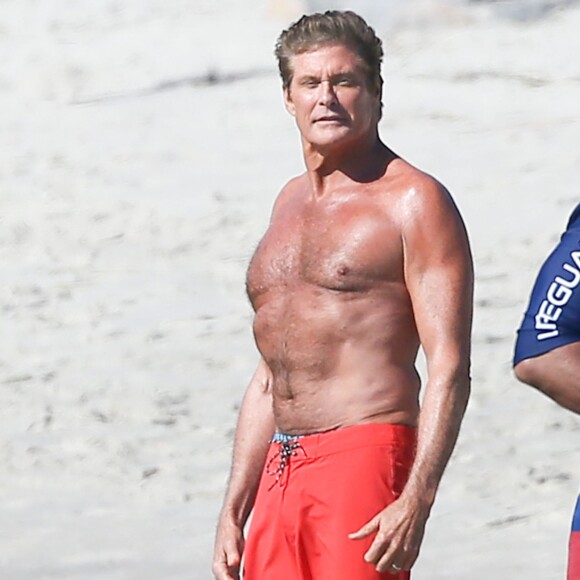 David Hasselhoff sur le tournage du film "Baywatch" à Savannah en Georgie le 22 mars 2016