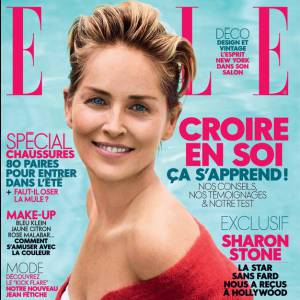 Sharon Stone en couverture du magazine ELLE, hebdo du 22 avril 2016.