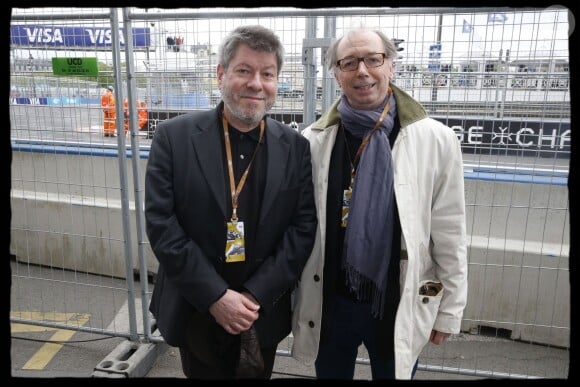 Philippe Chevallier et Régis Laspales, lors du déjeuner des personnalités de la première édition de l'ePrix de Paris, le 23 avril 2016.
