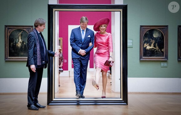 Le roi Willem-Alexander et la reine Maxima des Pays-Bas au musée Alte Pinakothek à Munich le 13 avril 2016