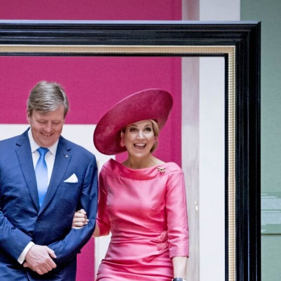 Le roi Willem-Alexander et la reine Maxima des Pays-Bas au musée Alte Pinakothek à Munich le 13 avril 2016