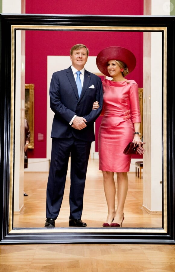 Le roi Willem-Alexander et la reine Maxima des Pays-Bas au musée Alte Pinakothek à Munich le 13 avril 2016