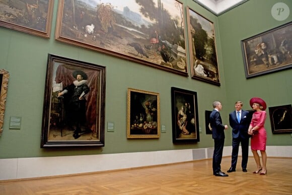 Le roi Willem-Alexander et la reine Maxima des Pays-Bas au musée Alte Pinakothek à Munich le 13 avril 2016