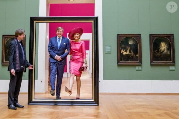 Le roi Willem-Alexander et la reine Maxima des Pays-Bas au musée Alte Pinakothek à Munich le 13 avril 2016