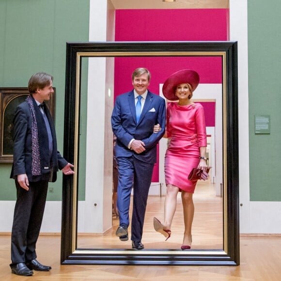 Le roi Willem-Alexander et la reine Maxima des Pays-Bas au musée Alte Pinakothek à Munich le 13 avril 2016