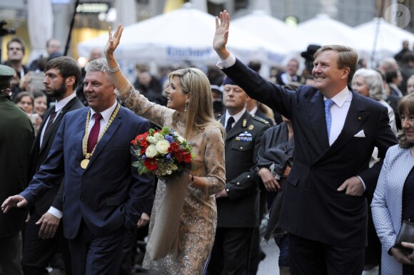Le roi Willem-Alexander des Pays-Bas et la reine Maxima sont reçus par Dieter Reiter, le maire de Munich et sa femme Petra le 13 avril 2016. 13/04/2016 - Munich