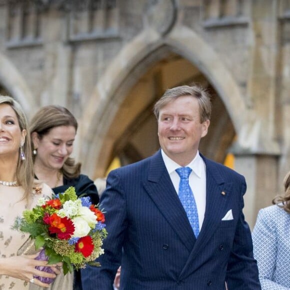 Le roi Willem-Alexander et la reine Maxima des Pays-Bas sont reçus par le maire de Munich Dieter Reiter et sa femme Petra à l'Hôtel de Ville de Munich, à l'occasion de leur voyage officiel en Bavière. Le 13 avril 2016.