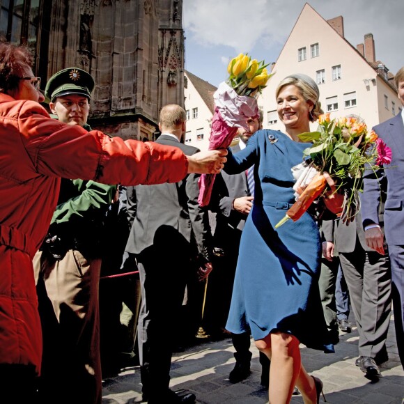 Le roi Willem-Alexander et la reine Maxima des Pays-Bas arrivent à l'hôtel de ville de Nuremberg, à l'occasion de leur voyage officiel en Bavière. Le 14 avril 2016  King Willem-Alexander and Queen Maxima of The Netherlands visit the town hall in Nurenberg, Germany, April 14th, 201614/04/2016 - Nuremberg