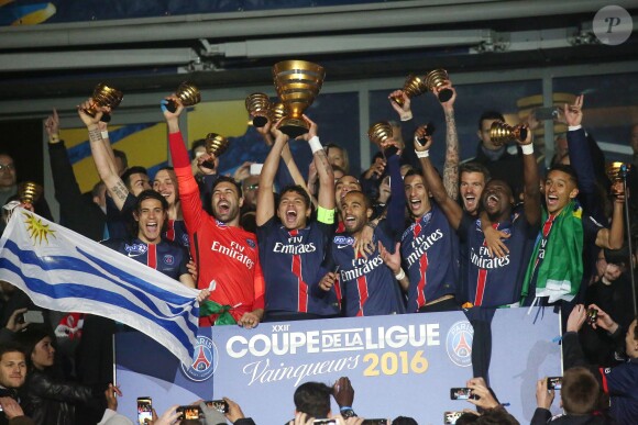 Le PSG remporte la Coupe de la Ligue face au LOSC au Stade de France, le 23 avril 2016. © Cyril Moreau/Bestimage