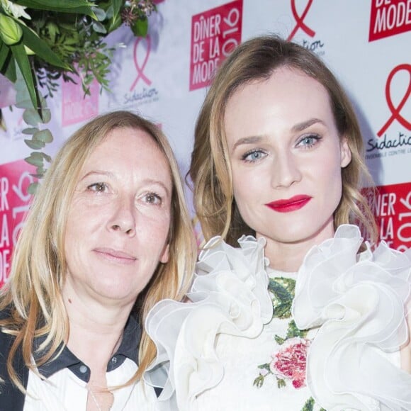 Fabienne Berthaud et Diane Kruger au dîner de la mode pour le Sidaction le 28 janvier 2016