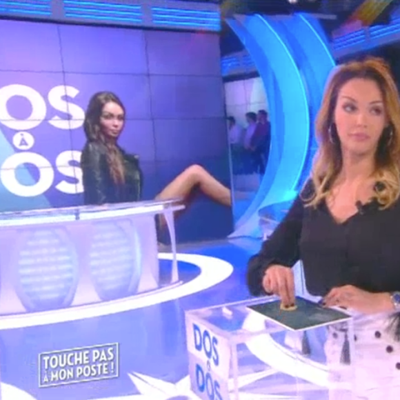 Nabilla et Matthieu Delormeau - Réconciliation en direct dans "Touche pas à mon poste" sur D8. Le 28 avril 2016.