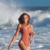 Exclusif - Angelica Bridges (Baywatch 1997) en pleine séance photo pour la promotion de 138 water sur une plage à Malibu, le 28 avril 2016  For germany call for price Exclusive - Redhead Baywatch Star Angelica Bridges shows she has barely aged a day since she first appeared in the TV back in 1997! The 46 years old star (mother of two) was spotted posing on the beach in a high-legged see through swimsuit for 138 Water in Malibu, CA on April 28th 2016.28/04/2016 - 