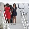 La première dame des Etats-Unis Michelle Obama, ses filles Malia et Sasha (Natasha) et sa mère Marian Robinson à leur accueil par Luigi Brugnaro et Luca Zaia lors de leur arrivée en avion à l'aéroport de Venise, le 19 juin 2015.