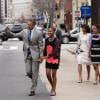 Barack Obama, sa femme Michelle Obama et leurs filles Sasha et Malia, le 31 mars 2013 dans les rues de Washington