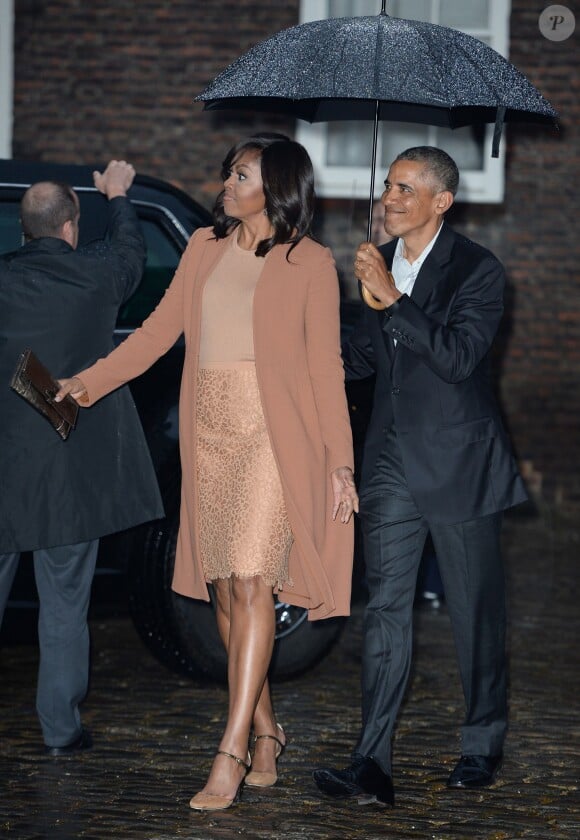 Barack Obama et sa femme Michele Obama - Le prince William et Kate Middleton reçoivent Barack Obama et sa femme pour un dîner privé dans leur résidence de Kensington à Londres le 22 Avril 2016.