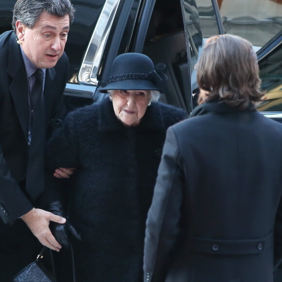 Thérèse Dion et son petit-fils René-Charles Angélil - Obsèques nationales de René Angélil en la Basi­lique Notre-Dame de Montréal, le 22 janvier 2016. © Dominique Jacovides/Bestimage