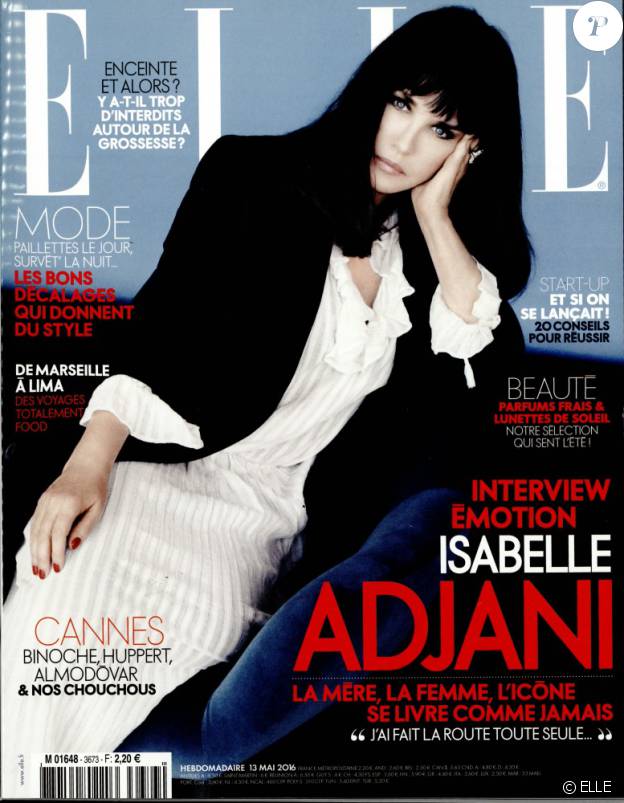 Isabelle Adjani dans ELLE en kiosques ce vendredi 13 mai 2016.