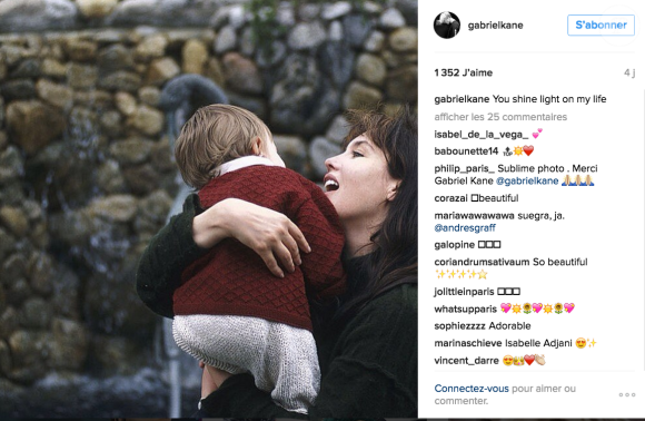 Message d'amour de Gabriel-Kane à sa maman Isabelle Adjani sur Instagram, mai 2016.