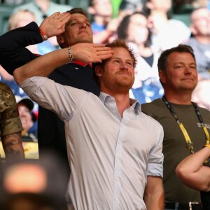 Le prince Harry assiste au match de rugby en chaise roulante Angleterre - Australie aux Invictus Games d'Orlando en Floride, le 11 mai 2016.