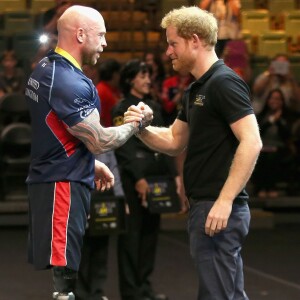 Le prince Harry et Michael Yule (USA) lors des Invictus Games 2016 à Orlando le 9 mai 2016