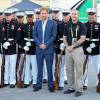Le prince Harry - Cérémonie d'ouverture des Invictus Games à Orlando. Le 8 mai 2016  Prince Harry poses with the US Marine Corps Silent Drill Platoon ahead of the Opening Ceremony of the Invictus Games Orlando 2016 at ESPN Wide World of Sports in Orlando, Florida.08/05/2016 - Orlando