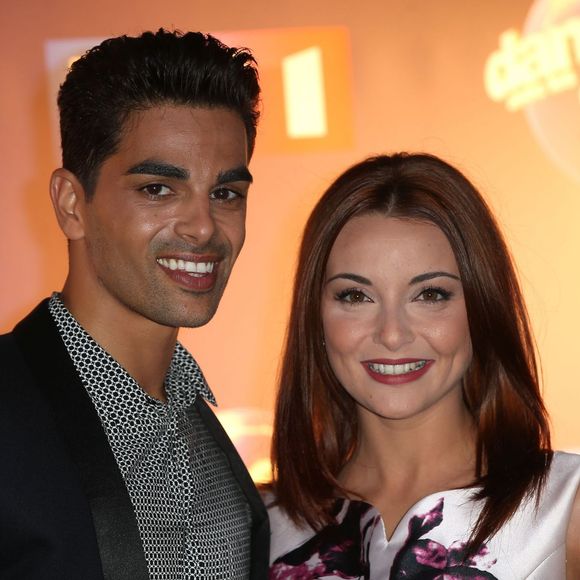 Christophe Licata, Priscilla Betti - Photocall "Danse avec les stars 6" devant TF1 à Boulogne-Billancourt, le 7 octobre 2015.