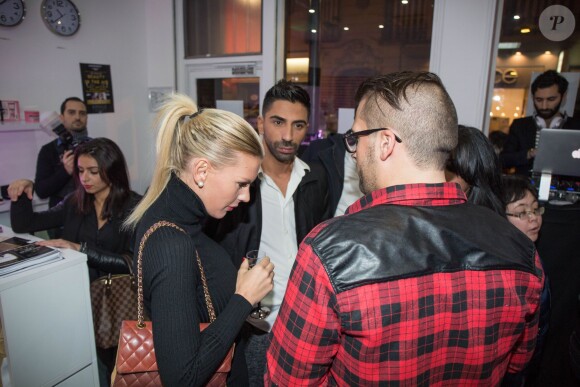 Exclusif - Amélie Neten, Yoni Wilson, guest - Inauguration de l'institut de beauté Air Nails à Paris, le 11 janvier 2016