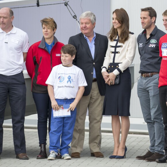 Kate Middleton, duchesse de Cambrisge, à Portsmouth le 20 mai 2016 pour soutenir le 1851 Trust dont elle est la marraine, association de promotion de la voile soutenue par l'équipe de Ben Ainslie (Ben Ainslie Racing) pour la Coupe de l'America 2017.