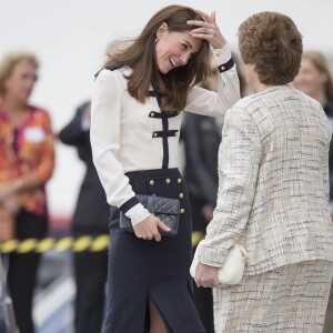 Kate Middleton, duchesse de Cambrisge, à Portsmouth le 20 mai 2016 pour soutenir le 1851 Trust dont elle est la marraine, association de promotion de la voile soutenue par l'équipe de Ben Ainslie (Ben Ainslie Racing) pour la Coupe de l'America 2017.