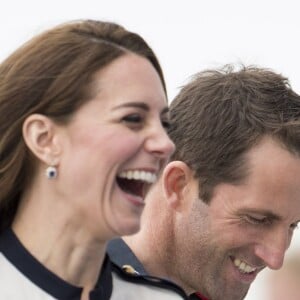 Kate Middleton, duchesse de Cambrisge, à Portsmouth le 20 mai 2016 pour soutenir le 1851 Trust dont elle est la marraine, association de promotion de la voile soutenue par l'équipe de Ben Ainslie (Ben Ainslie Racing) pour la Coupe de l'America 2017.