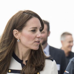 Kate Middleton, duchesse de Cambrisge, à Portsmouth le 20 mai 2016 pour soutenir le 1851 Trust dont elle est la marraine, association de promotion de la voile soutenue par l'équipe de Ben Ainslie (Ben Ainslie Racing) pour la Coupe de l'America 2017.