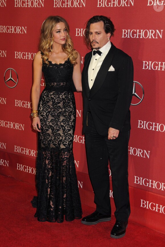 Johnny Depp et sa femme Amber Heard - People à la 27ème soirée annuelle du Festival du film de Palm Springs au "Convention Center" à Palm Springs le 2 janvier 2016.