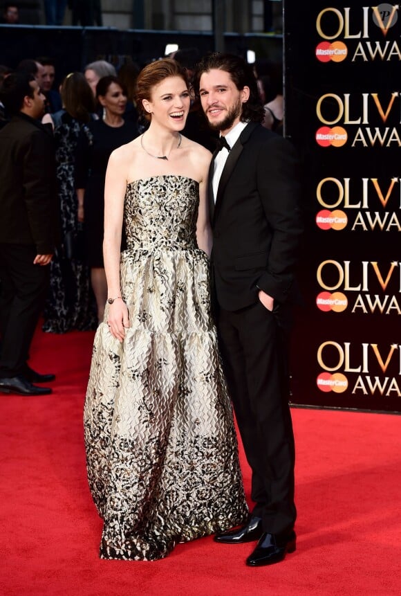Rose Leslie et Kit Harrington aux Olivier Awards 2016 au Royal Opera House à Londres le 3 avril 2016