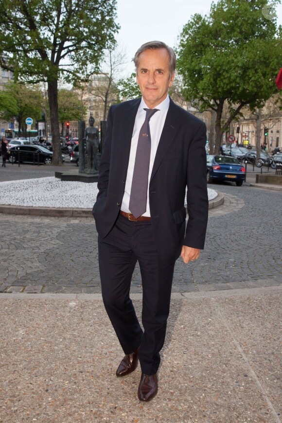 Bernard de La Villardière - Arrivées au dîner en l'honneur d'UNITAID au Conseil économique, social et environnemental à Paris, le 1er avril 2014 sur le thème " financements innovants de la solidarité internationale ".