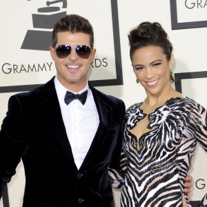 Robin Thicke et sa femme Paula Patton à la 56eme ceremonie des Grammy Awards a Los Angeles le 26 janvier 2014.