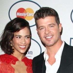 Paula Patton, Robin Thicke à la 56 eme Soiree pre-Grammy and Salute To Industry Icons au Beverly Hilton Hotel de Beverly Hills le 25 janvier 2014