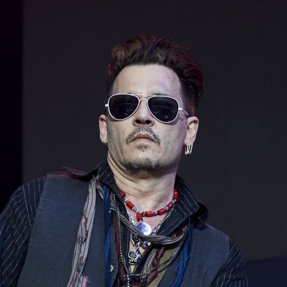 Johnny Depp et Alice Cooper en concert avec leur groupe les "Hollywood Vampires", dans l'ancienne prison Fængslet à Hornsens, Danemark. Le 1er juin 2016.01/06/2016 - Horsens