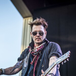 Johnny Depp - Concert des "Hollywood Vampires" au parc d'attractions "Gröna Lund" à Stockholm en Suède le 30 mai 2016.