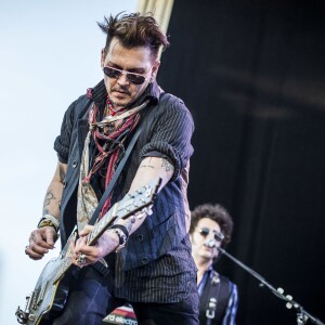 Johnny Depp - Concert des "Hollywood Vampires" au parc d'attractions "Gröna Lund" à Stockholm en Suède le 30 mai 2016.