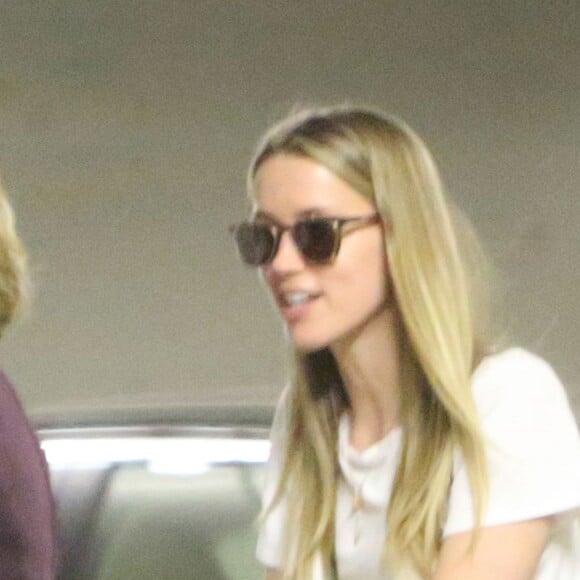 Amber Heard vue au sous-sol d'un immeuble qu'occupe entre autre l'avocate Gloria Allred, à Los Angeles, le 3 juin 2016.