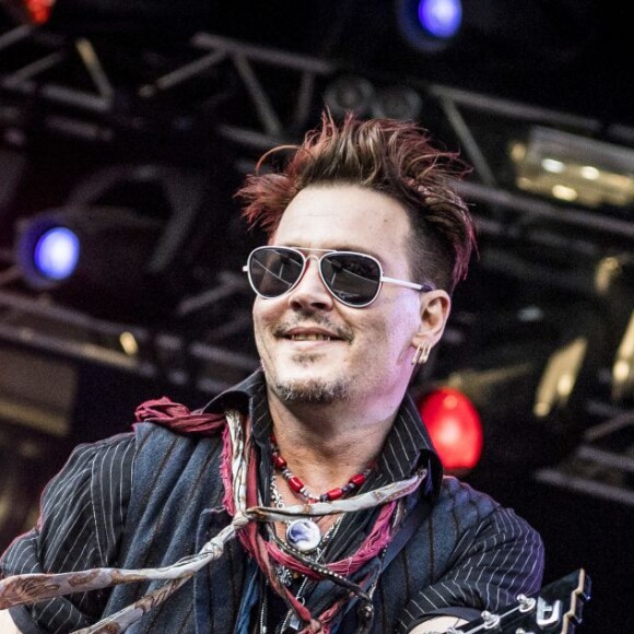 Johnny Depp - Concert des "Hollywood Vampires" au parc d'attractions "Gröna Lund" à Stockholm en Suède le 30 mai 2016.