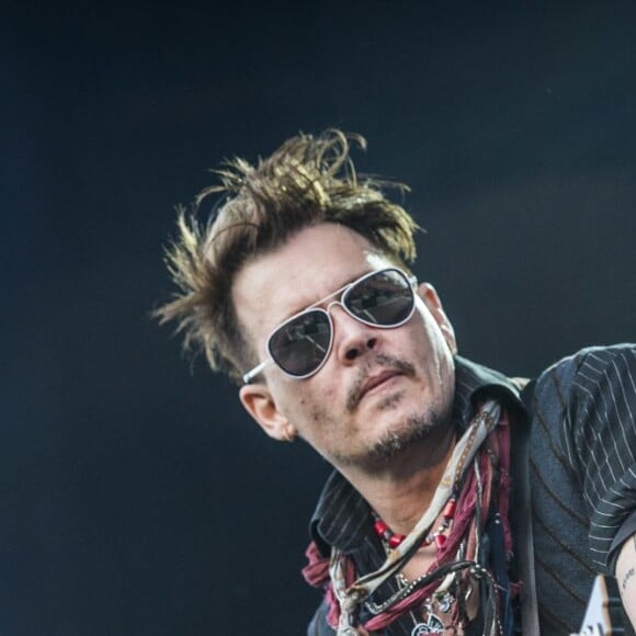 Johnny Depp - Concert des "Hollywood Vampires" au parc d'attractions "Gröna Lund" à Stockholm en Suède le 30 mai 2016.