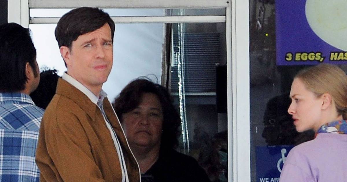 Amanda Seyfried et Ed Helms sur le tournage de 'The Clapper' à Los