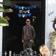 Exclusif - Christian Audigier, le styliste français made in Hollywood quitte l'hôpital Cedar Sinaï avec sa femme Nathalie Sorensen (épousé en février 2015) à Los Angeles le 6 avril 2015.