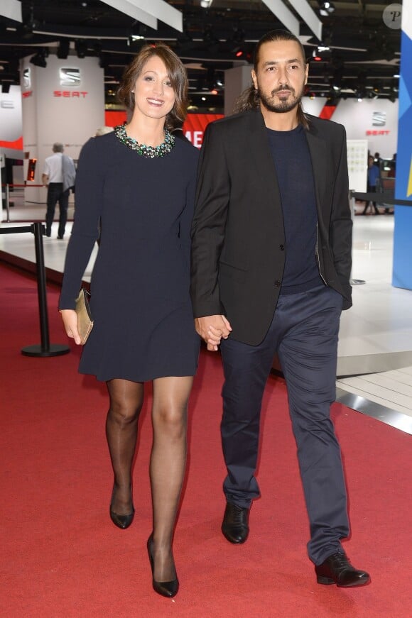 Moundir et sa femme Inès - People à la soirée Orange lors du Mondial de l'Automobile 2014 au Parc des Expositions de la porte de Versailles à Paris, le 2 octobre 2014.