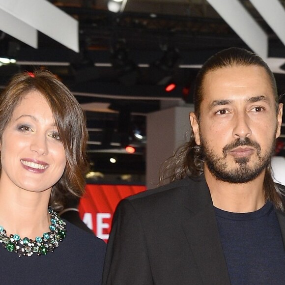 Moundir et sa femme Inès - People à la soirée Orange lors du Mondial de l'Automobile 2014 au Parc des Expositions de la porte de Versailles à Paris, le 2 octobre 2014.