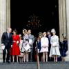Le prince Andrew, duc d'York, la princesse Beatrice d'York, la princesse Eugenie d'York, le prince Edward, duc de Wessex, la comtesse Sophie de Wessex, Lady Louise Windsor à la sortie de la messe à la cathédrale Saint-Paul de Londres pour le 90e anniversaire de la reine Elizabeth II, le 10 juin 2016.