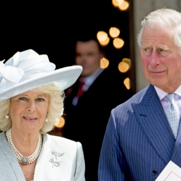 Camilla Parker Bowles, duchesse de Cornouailles, et le prince Charles à la messe en la cathédrale Saint-Paul de Londres pour le 90e anniversaire de la reine Elizabeth II, le 10 juin 2016.